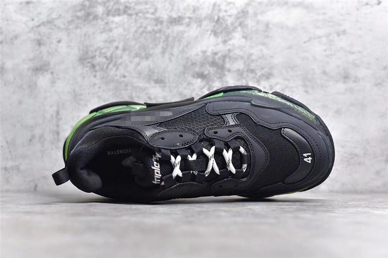 PK GOD PARIS TRIPLE S CLEAR SOLE TRAINER Black Green real materials READY TO SHIP